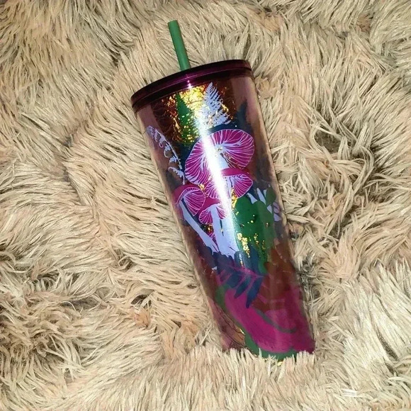 Starbucks 2022 Mushroom Foil Berry Woodland Purple Cold Cup Tumbler Vent… - Picture 1 of 5